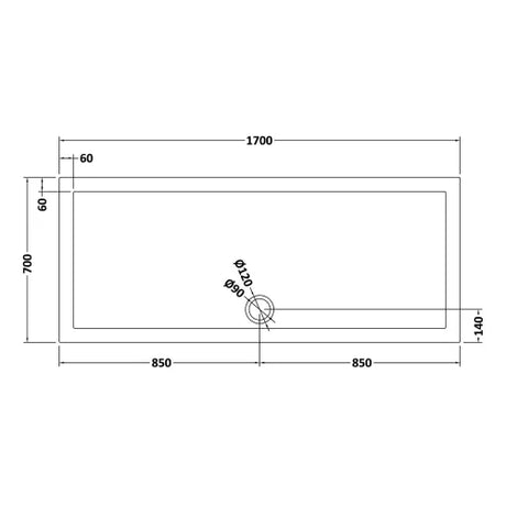 Nuie Pearlstone Large Rectangular Shower Tray Grey Slate TR71061 LD