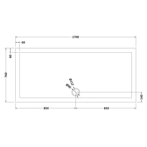 Nuie Pearlstone Large Rectangular Shower Tray Grey Slate TR71062 LD