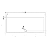 Nuie Pearlstone Large Rectangular Shower Tray Grey Slate TR71062 LD