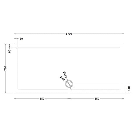 Nuie Pearlstone Large Rectangular Shower Tray Grey Slate TR71062 LD