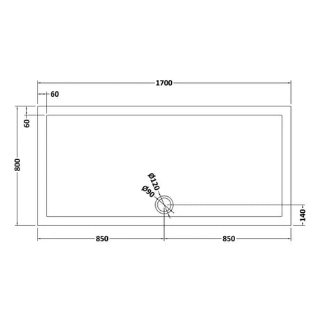 Nuie Pearlstone Large Rectangular Shower Tray Grey Slate TR71063 LD