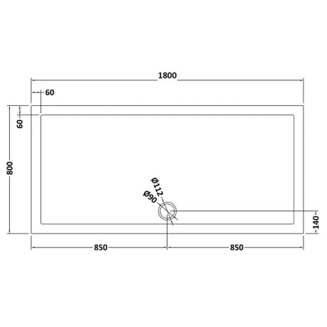 Nuie Pearlstone Large Rectangular Shower Tray Grey Slate TR71073 LD