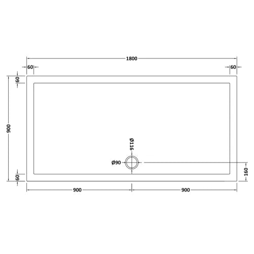 Nuie Pearlstone Large Rectangular Shower Tray Grey Slate TR71074 LD