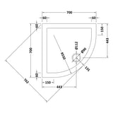 Nuie Pearlstone Quadrant Shower Tray Grey Slate TR71096 LD