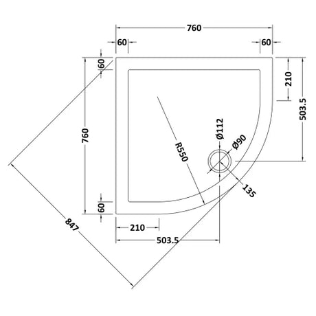 Nuie Pearlstone Quadrant Shower Tray Grey Slate TR71097 LD