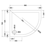 Nuie Pearlstone Offset Quadrant Shower Tray Grey Slate TR71102 LD