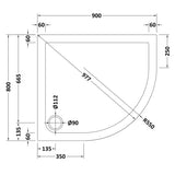 Nuie Pearlstone Offset Quadrant Shower Tray Grey Slate TR71104 LD