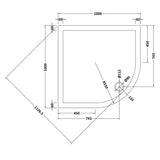 Nuie Pearlstone Quadrant Shower Tray Grey Slate TR71107 LD