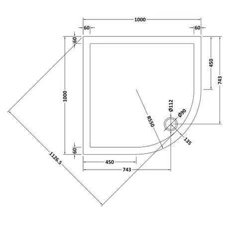 Nuie Pearlstone Quadrant Shower Tray Grey Slate TR71107 LD