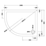 Nuie Pearlstone Offset Quadrant Shower Tray Grey Slate TR71108 LD