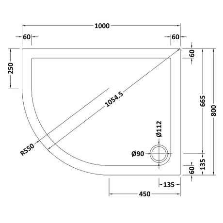 Nuie Pearlstone Offset Quadrant Shower Tray Grey Slate TR71108 LD