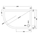 Nuie Pearlstone Offset Quadrant Shower Tray Grey Slate TR71112 LD