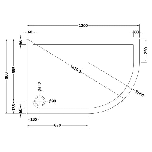 Nuie Pearlstone Offset Quadrant Shower Tray Grey Slate TR71113 LD