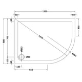 Nuie Pearlstone Offset Quadrant Shower Tray Grey Slate TR71115 LD