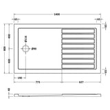 Nuie Pearlstone Rectangular Walk-In Shower Tray Grey Slate TR711480 LD