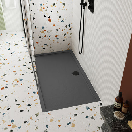 Nuie Pearlstone Square Shower Tray Grey Slate