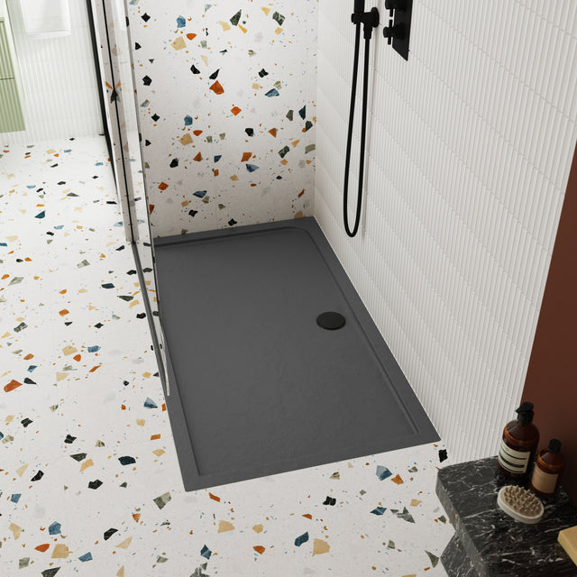 Nuie Pearlstone Square Shower Tray Grey Slate