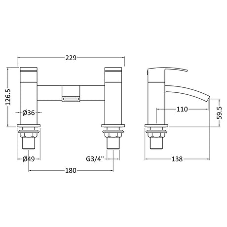 Nuie Vibe Bath Filler Tap Chrome TSI303 LD