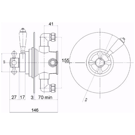 Hudson Reed Topaz 1 Outlet Thermostatic Dual Concealed Shower Valve Chrome TSVT006 LD