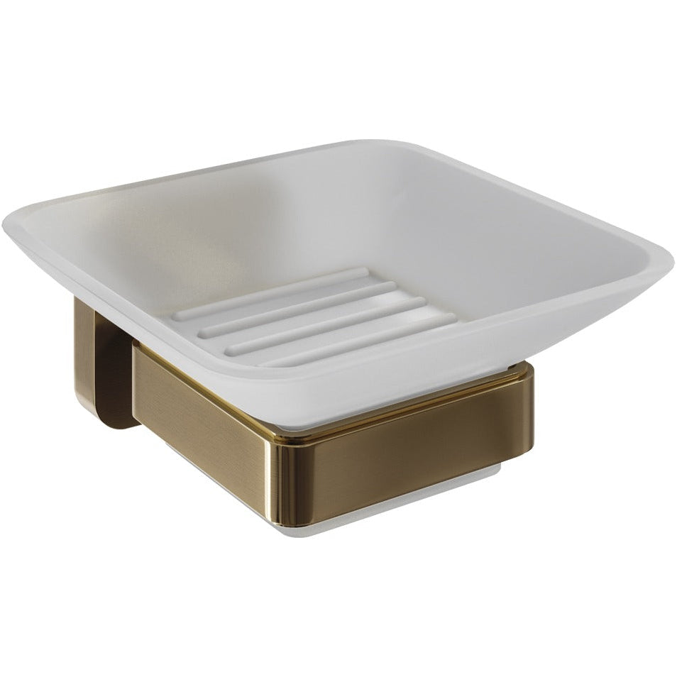 Trisen Soap Dish Holder & Glass Dish Brushed Brass TTR-601BB