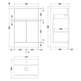 Hudson Reed Urban 500mm Freestanding Vanity Unit & Basin, 2 Doors, 1 Drawer Satin White URB101A LD