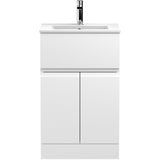 Hudson Reed Urban 500mm Freestanding Vanity Unit & Basin, 2 Doors, 1 Drawer Satin White URB101B