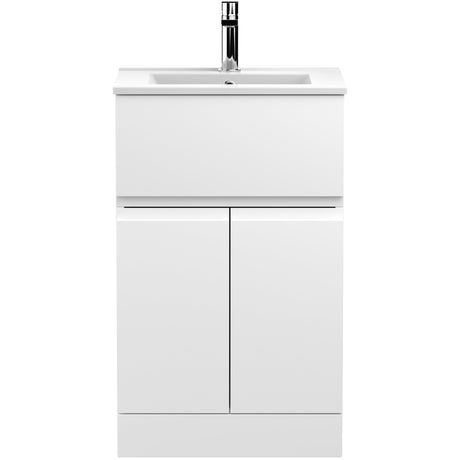Hudson Reed Urban 500mm Freestanding Vanity Unit & Basin, 2 Doors, 1 Drawer Satin White URB101B