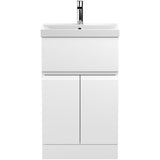 Hudson Reed Urban 500mm Freestanding Vanity Unit & Basin, 2 Doors, 1 Drawer Satin White URB101D