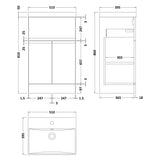 Hudson Reed Urban 500mm Freestanding Vanity Unit & Basin, 2 Doors, 1 Drawer Satin White URB101D LD
