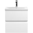 Hudson Reed Urban 500mm Wall Hung Vanity Unit & Basin, 2 Drawers Satin White URB102A