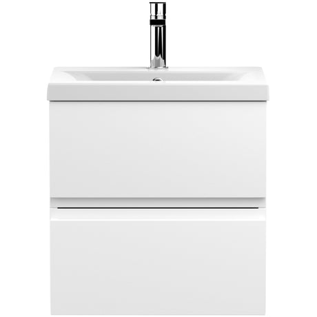 Hudson Reed Urban 500mm Wall Hung Vanity Unit & Basin, 2 Drawers Satin White URB102A