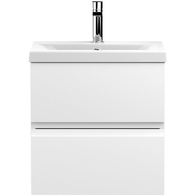 Hudson Reed Urban 500mm Wall Hung Vanity Unit & Basin, 2 Drawers Satin White URB102A