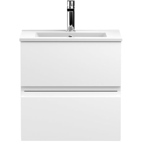 Hudson Reed Urban 500mm Wall Hung Vanity Unit & Basin, 2 Drawers Satin White URB102B