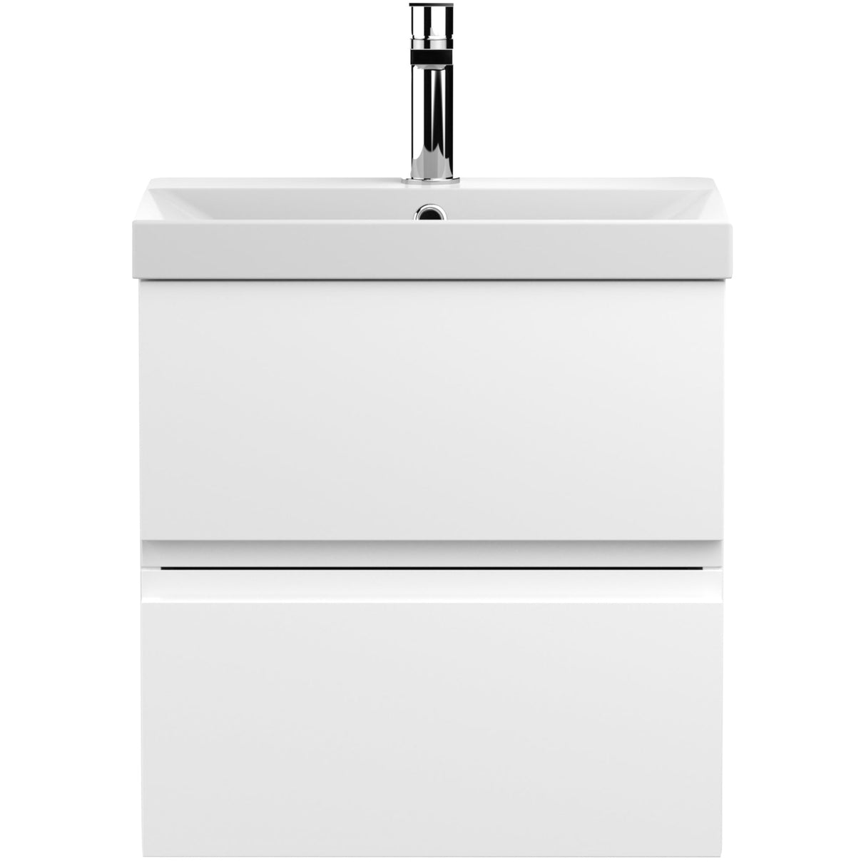 Hudson Reed Urban 500mm Wall Hung Vanity Unit & Basin, 2 Drawers Satin White URB102D