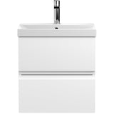 Hudson Reed Urban 500mm Wall Hung Vanity Unit & Basin, 2 Drawers Satin White URB102D