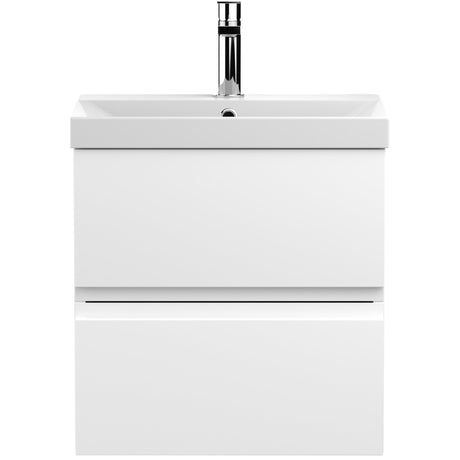 Hudson Reed Urban 500mm Wall Hung Vanity Unit & Basin, 2 Drawers Satin White URB102D