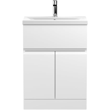 Hudson Reed Urban 600mm Freestanding Vanity Unit & Basin, 2 Doors, 1 Drawer Satin White URB103A