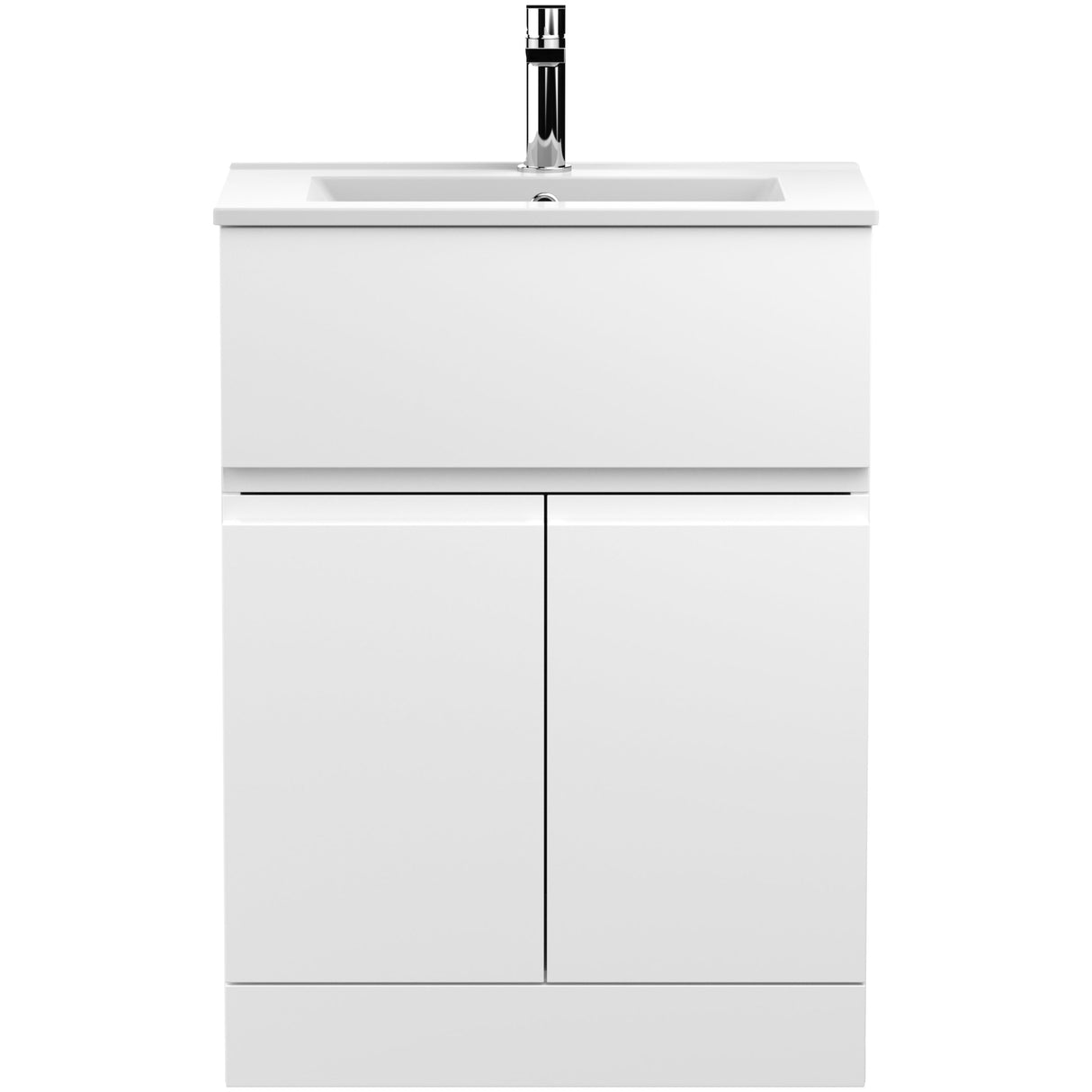 Hudson Reed Urban 600mm Freestanding Vanity Unit & Basin, 2 Doors, 1 Drawer Satin White URB103B