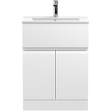 Hudson Reed Urban 600mm Freestanding Vanity Unit & Basin, 2 Doors, 1 Drawer Satin White URB103B