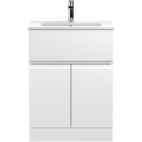 Hudson Reed Urban 600mm Freestanding Vanity Unit & Basin, 2 Doors, 1 Drawer Satin White URB103B