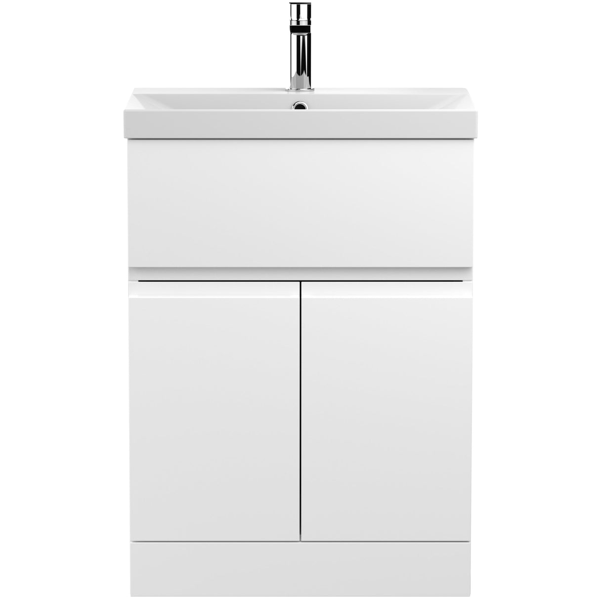 Hudson Reed Urban 600mm Freestanding Vanity Unit & Basin, 2 Doors, 1 Drawer Satin White URB103D