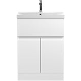 Hudson Reed Urban 600mm Freestanding Vanity Unit & Basin, 2 Doors, 1 Drawer Satin White URB103D