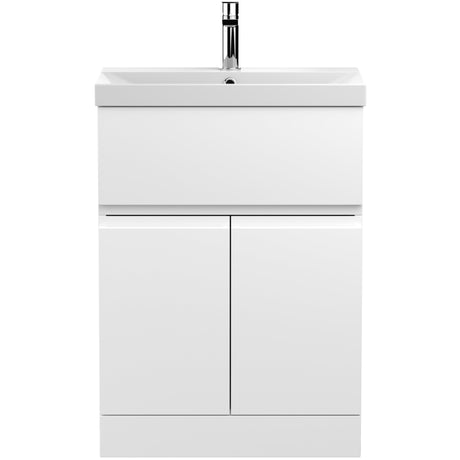 Hudson Reed Urban 600mm Freestanding Vanity Unit & Basin, 2 Doors, 1 Drawer Satin White URB103D