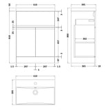 Hudson Reed Urban 600mm Freestanding Vanity Unit & Basin, 2 Doors, 1 Drawer Satin White URB103D LD