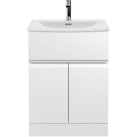 Hudson Reed Urban 600mm Freestanding Vanity Unit & Basin, 2 Doors, 1 Drawer Satin White URB103G