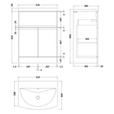 Hudson Reed Urban 600mm Freestanding Vanity Unit & Basin, 2 Doors, 1 Drawer Satin White URB103G LD