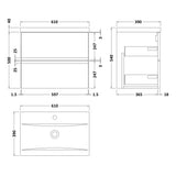 Hudson Reed Urban 600mm Wall Hung Vanity Unit & Basin, 2 Drawers Satin White URB104A LD