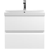 Hudson Reed Urban 600mm Wall Hung Vanity Unit & Basin, 2 Drawers Satin White URB104D