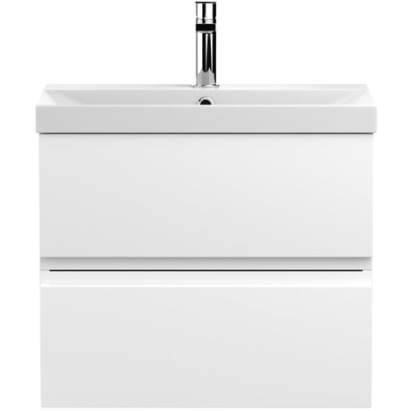 Hudson Reed Urban 600mm Wall Hung Vanity Unit & Basin, 2 Drawers Satin White URB104D