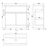 Hudson Reed Urban 800mm Freestanding Vanity Unit & Basin, 2 Doors, 1 Drawer Satin White URB105A LD